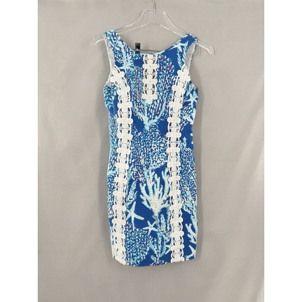 Lilly Pulitzer Ember Mini Dress Sz 2 Beachy Brewster Blue Good Reef Lace Detail